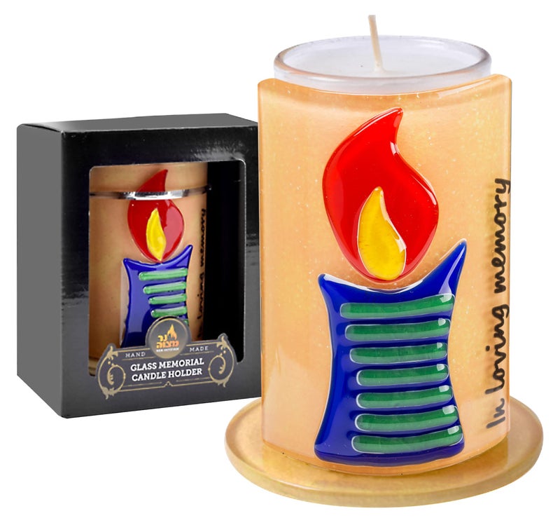 Ner Mitzvah Handmade Glass Yizkor Yahrzeit Candle Holder - Decorative Yartzeit Memorial Candle Holder - Image 1